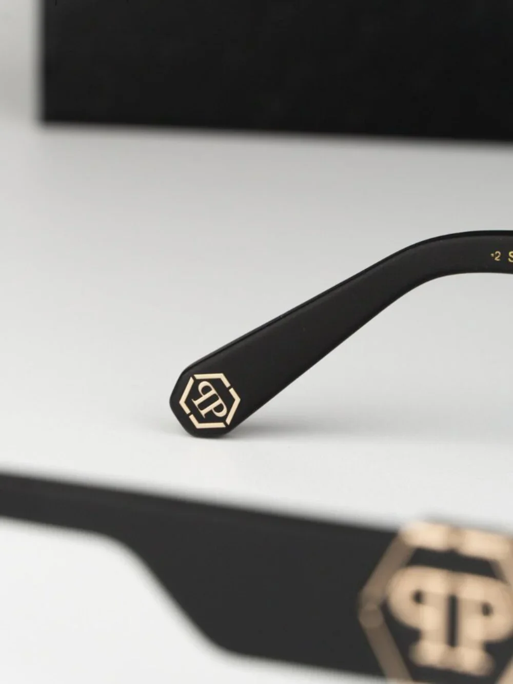 Philipp Plein Men Sunglasses Black Gold Mirror Rectangle SPP003M 703L BRAND NEW
